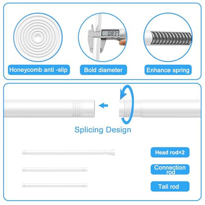 2 Pack Spring Tension Rod, Adjustable 45-77 Inch No Drill, White | 7/8 Inch Diameter Spring Loaded Extendable Tension Curtain Rod, Fits Windows Kitchen Doorway Closet Cupboard - color: White, size: 45-77IN-2P