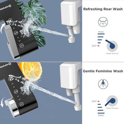 HOPOPRO Bidet Attachment for Toilet, Non-Electric Bidet Ultra-Slim Dual Nozzle (Feminine/Rear Wash), Cold Water Bidets Sprayer for Existing Toilets with Adjustable Pressure Control 1-Min Install