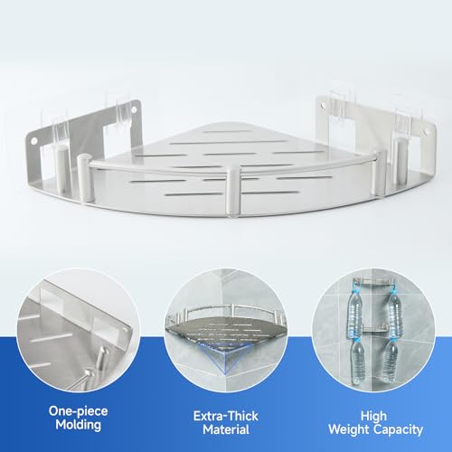 Shower Caddy Corner(1 Pack), 304 Stainless Steel,Integrated molding, High Weight Capacity,Wall mounted Bathroom Shelves with nail free adhesive, Suit for storage racks in bathrooms,Kitchens - size: 1Pack