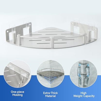 Shower Caddy Corner(1 Pack), 304 Stainless Steel,Integrated molding, High Weight Capacity,Wall mounted Bathroom Shelves with nail free adhesive, Suit for storage racks in bathrooms,Kitchens - size: 1Pack