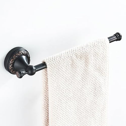 Oil Rubble Bronze Brass Bath Towel Holder Towel Rack, Wall Mounted Black Bathroom Hardware Accessories, Pattern Carving Design - color: Towel Holder