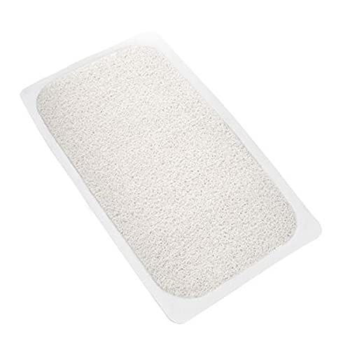 Popular Bath 29.5 in. W x 17.25 in. L Loofa Bath Carpet 6 Suction Cups in White - color: White, size: 29.5" x 17.3" (Rectangular)