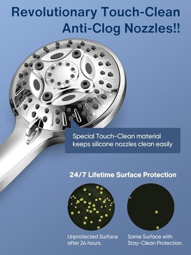 12 Inch Rain Shower Head - High Pressure Shower Head, Dual Shower Heads with 8 Modes Handheld Spray Combo - Upgrade Extension Arm Height Adjustable, Chrome