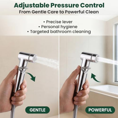 Handheld Bidet Sprayer for Toilet 1 in 2 Out Dual Control Valve, 304 Stainless Steel with Adjustable Pressure, Easy Installation Sprayer Kit for Bathroom Toilet Pet Cleaning