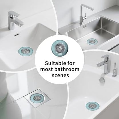 TRAPMATE Reversible Bathtub Drain Hair Catcher, Prevent Clogging Shower Drain Cover, Patend 304 Stainless Steel Drain Strainer for Regular & Pop-up Drain (Teal) - color: Teal Blue
