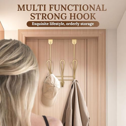 Twisted Design Over The Door Hook Rack, Over The Door Towel Rack, Door Hanger, Door Coat Hanger, Over The Door Coat Rack, for Bathroom, Bedroom or Laundry Room (Gold with 6 Hooks) - style: Gold with 6 Hooks