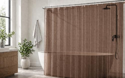 EHZNZIE Brown Shower Curtain Liner 72x72, PEVA Waterproof Bath Curtain, No Chemical Smell, 3 Weighted Magnets, Durable with Rustproof Metal Grommets - color: Brown, size: 72"W x 72"L (Pack of 1)