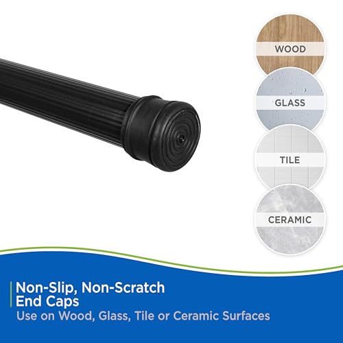 Kenney KN609L/5 Twist & Fit No Tools Spring Tension Standard Shower Curtain Rod with Non-Slip, Non-Scratch Ends, 42-72" Adjustable Length, Easy Install, Black, 1" Diameter Rust Resistant Steel Tube - color: Black