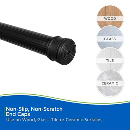 Kenney KN609L/5 Twist & Fit No Tools Spring Tension Standard Shower Curtain Rod with Non-Slip, Non-Scratch Ends, 42-72" Adjustable Length, Easy Install, Black, 1" Diameter Rust Resistant Steel Tube - color: Black