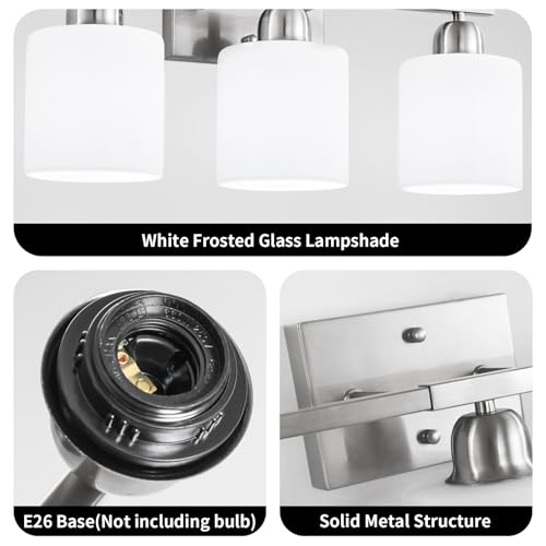 Large Bathroom Vanity Light Fixture, 6 Light Anti-Rust Finish with Milky White Frosted Glass Shades, 38 Inch Bath Light Above Mirror Light Fixture - color: Nickel & Milky White Glass, size: 6-Light