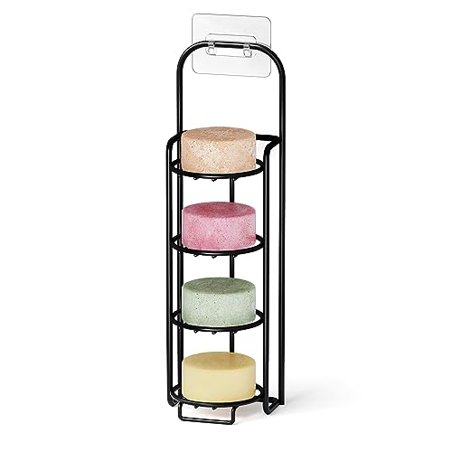 SpaceAid 4 Tier Shampoo Bar Holder for Shower, Self Draining Soap Bar Holders Caddy for Bathroom Wall and Kitchen Sink, Shampoo Bar Dish Rack, Stainless Steel Bar Soap Holder (Black) - color: Black, size: 4-tier