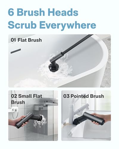 HOTO 3 Pcs Replacement Brush Heads for HOTO Electric Scrubber Only | Suitable for HOTO Electric Scrubber Only, Power Cleaning Brushes for Bathroom Floor Tile