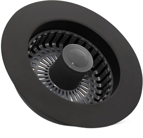 Kitchen Sink Drain Stopper Black Sink Strainer Kitchen Sink Drain Strainer | Drain Stopper 3 in 1 Pop Up with an Extra Basket Sink Drain Strainer Black, Kitchen Sink Stopper for US Standard 3-1/2 Inch - color: Model E Copper Black