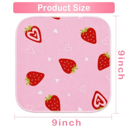 Softan Baby Washcloths, 24Pack Baby Wash Cloths Extra Soft & Ultra Absorbent, Baby Towels and Face Towels for Unisex Boys Girls Body, Washclothes Gentle on Sensitive Skin, 9x9 Pink Heart Strawberries - color: Pink Strawberries