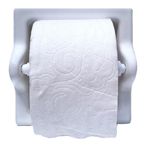 Recessed Ceramic Toilet Paper Holder Wall Mount Niche Bathroom Tissue Roll (White Glossy, Extended – 7" x 7") - color: White Glossy, size: Extended – 7" x 7"