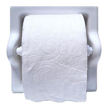 Recessed Ceramic Toilet Paper Holder Wall Mount Niche Bathroom Tissue Roll (White Glossy, Extended – 7" x 7") - color: White Glossy, size: Extended – 7" x 7"