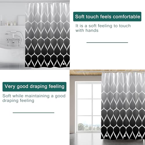 Shower Curtain Liner, 100% Waterproof Peva Shower Curtains with 3 Duty Heavy Bottom Magnets and 12 Rust Proof Grommets, 72x72 Weighted Shower Liner for Shower Stall, Bathtubs - color: Gradient Black Grid