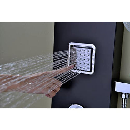 ANZZI Shower Head Panel Tower System, Ronin, Black Aluminum, 2 Turbo Jetted | Includes Two Adjustable Body Spray Jets For Targeted Water, Constructed From Stainless Steel With A Matte Finish - color: Matte Black, style: 2 Jets