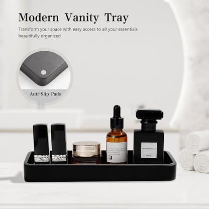 Bathroom Accessories Set, 4 Piece Toothbrush Holder Set, Matte Black | Bathroom Accessory Set with Soap Dispenser, Toothbrush Holder, Tumbler, Vanity Tray, Bathroom Sink Set for Modern Home Decor - style: Matte Black