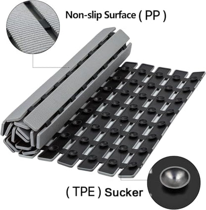 BEMISO Shower Mat Non Slip Bathtub Mat with Suction Cups and Drain Holes 27.5 x15.7 Inch Bath Mat for Tub & Shower.Easy Dry,Easy to Cut,Eco-Friendly - color: Gray, size: 27.5 x 15.7 inches
