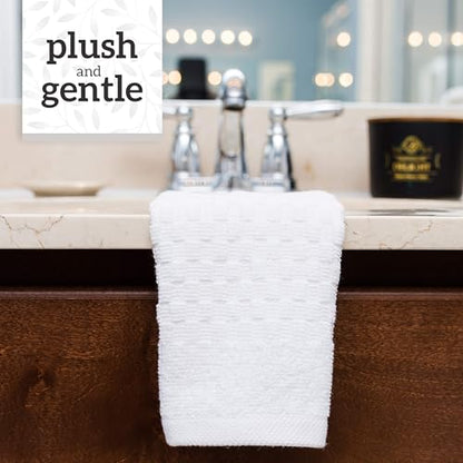 GREEN LIFESTYLE 12x12 inches Checker Washcloths 6 Pack, Soft, Durable, Highly Absorbent and Luxurious (Grey) - color: Grey