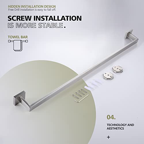 KOKOSIRI 32-Inch Single Towel Bar, Bathroom Kitchen Towel Holder, Wall Mounted SUS304 Stainless Steel Towel Rack, Brushed Nickel, B4003BR-L32 - color: Brushed Steel, size: 32-Inch