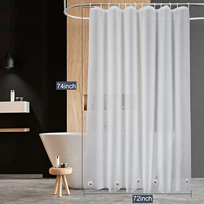 EurCross Frosted PEVA Plastic Shower Curtain Liner 74 inch Long Length,Waterproof Opaque Shower Liner with 5 Bottom Magnets No Smells with Rustproof Grommets - color: Frosted, size: 72"W x 74"L (Pack of 1)