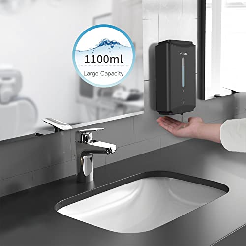 AIKE Heavy Duty Automatic Soap Dispenser,37oz for Bathroom,Matteblack Steel | 5-Level and Savety Key for Commercial(4*AA Batteries Not Included),Screw Wall Mount for Space-Saving,Stainless Steel AK1206 - color: Matte Black
