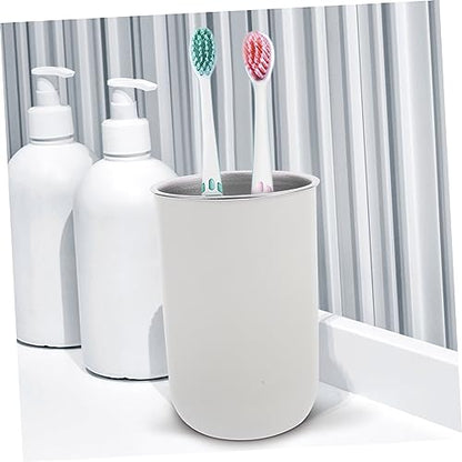 Stainless Steel Toothbrush Storage Cup with Dual Layer Design Multi-Functional Mouthwash Gargling Cup for Boy Girl Capacity Space-Saving Bathroom Organizer - color: White