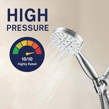 HammerHead Showers® Solid Metal 3-Spray Handheld Shower Head with Extra Long Hose and Shutoff Valve – Chrome - Perfect Dog Shower Head Attachment with 3 High Pressure Sprays - 2.5 GPM - color: Polished Chrome, size: 2.5 GPM with PAUSE
