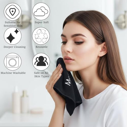 DEAYOU 20 Pack Makeup Towels Black, Soft Microfiber Washcloths for Face, 13" x 13" Quick Dry Makeup Remover Cloth, Reusable Facial Towels for Cleansing Hand, Hosts, Women, Skin Care, Bathroom