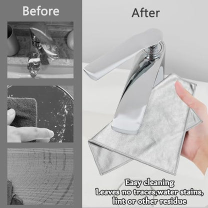 Microfiber Glass Cleaning Cloths,Lint Free,11.8"×11.8in,8 Pack | Streak Free Miracle Cleaning Cloth,Reusable Cleaner Towels for Kitchen,Windows,Stainless Steel,Mirror,Glasses,Car Windshields - color: Sliver-grey