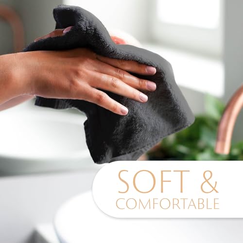 MAURA Grey Hand Towels for Bathroom. Luxury Turkish Cotton Bath Hand Towels Set of 6. Ultra-Soft, Thick & Plush - Space Gray - color: Space Gray, size: Hand Towel (6-Pack)