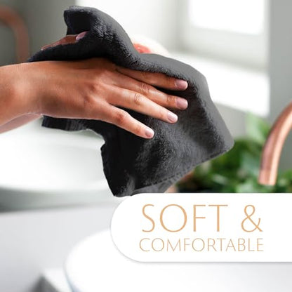 MAURA Grey Hand Towels for Bathroom. Luxury Turkish Cotton Bath Hand Towels Set of 6. Ultra-Soft, Thick & Plush - Space Gray - color: Space Gray, size: Hand Towel (6-Pack)