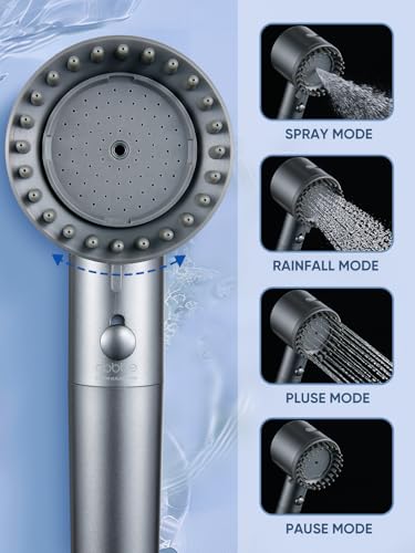 Cobbe Filtered Shower Head with Handheld, 4+1 Spray Mode Showerhead with Filters, Built-in Power Wash for Hard Water - Remove Chlorine - Reduces Dry Itchy Skin, Matte Gray