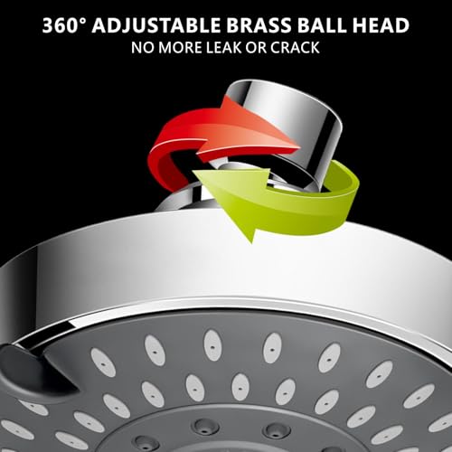 High Pressure Shower Head - 5 Spray Modes Powerful Pressure Boosting Showerhead For Bathroom - High Flow Fixed Showerheads (Chrome) - color: Luxury Polished Chrome