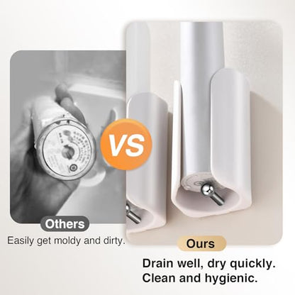 Electric Toothbrush Holder for Bathroom, Wall-Mounted Toothbrush Stand with Self-Adhesive, Compact Bathroom Caddy for Electric Toothbrushes (White-4pcs) - color: White-4pcs