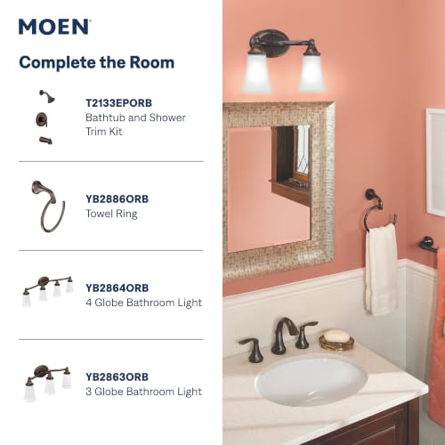 Moen Eva Oil-Rubbed Bronze Two-Handle Centerset Lavatory Faucet with Drain Assembly, Sink Faucet Bathroom 3-Hole for Standard 4-inch Countertop Setup, 6410ORB - color: Oil Rubbed Bronze