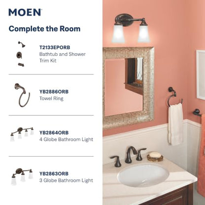 Moen Eva Oil-Rubbed Bronze Two-Handle Centerset Lavatory Faucet with Drain Assembly, Sink Faucet Bathroom 3-Hole for Standard 4-inch Countertop Setup, 6410ORB - color: Oil Rubbed Bronze