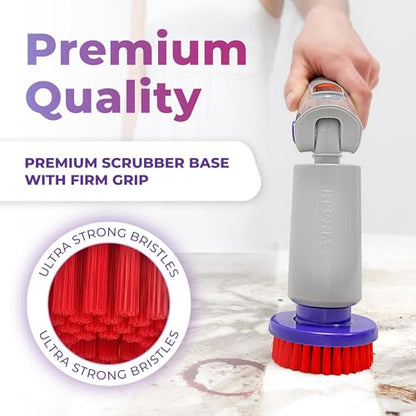 Synoshi PRO Round Brush Set (2 Units) for Electric Spin Scrubber | Brush For Bathroom, Shower, Floor And Tiles. Electric Spin Scrubber Heads For Cleaning