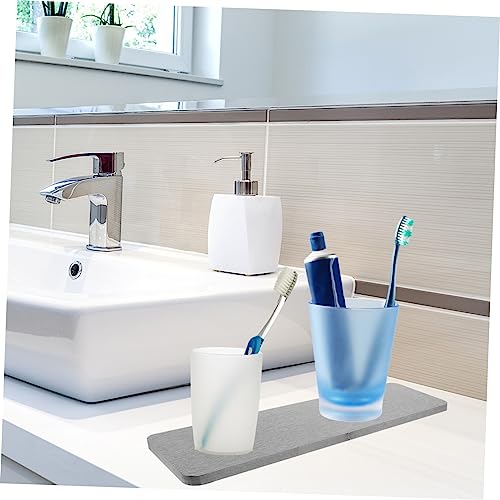 PRETYZOOM Diatomite Absorbent Mat for Bathroom Countertop Rectangle Water Resistant Pad for Hand Mouthwash Cups and Toothbrushes Deep and Quick Dry