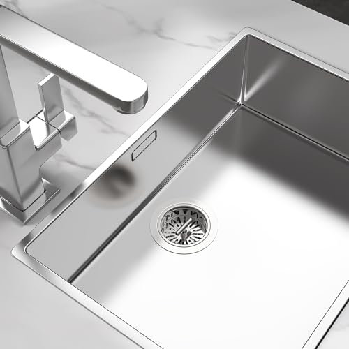 KONE Kitchen Sink Stopper Strainer Replacement for KONE 9171 Standard 3-1/2 Inch Spin and Seal Drains with Threaded Stopper Function, Stainless Steel Twist Lock Basket Strainer Replacement - color: Silver