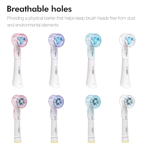 Toothbrush Head Covers & Toothbrush Holder for Oral B & iO Series, Multicolor and White - color: White & Transparent, Pink, Blue and Purple