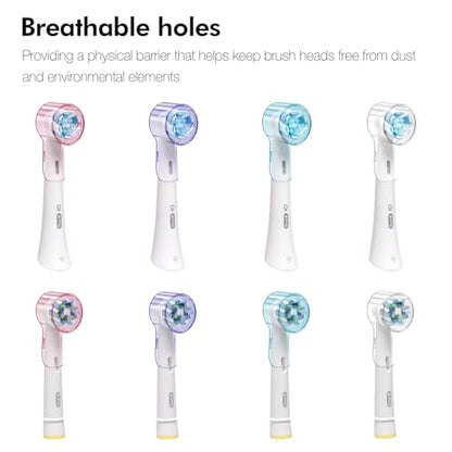 Toothbrush Head Covers & Toothbrush Holder for Oral B & iO Series, Multicolor and White - color: White & Transparent, Pink, Blue and Purple