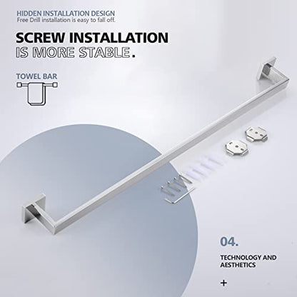 KOKOSIRI 36-Inch Single Towel Bar, Bathroom Kitchen Towel Holder, Wall Mounted SUS304 Stainless Steel Towel Rack, Polished Chrome, B4003CH-L36 - color: Polished Chrome, size: 36-Inch