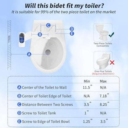 SAMODRA Non-Electric Bidet Attachment for Toilet – Self-Cleaning Dual Nozzle (Frontal & Rear Wash), Adjustable Water Pressure, Fits Most Toilets, Easy Installation (Ocean Blue) - color: Ocean Blue