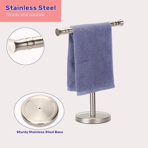 Hand Towel Holder Stand for Bathroom Vanity Countertop SUS304 Stainless Steel T-Shape Free Standing Towel Rack Stand Towel Bar for Bathroom Kitchen (Brushed Nickel) - color: Brushed Nickel