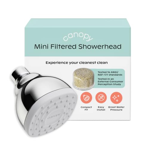 Canopy Mini Filtered Shower Head - Compact Filter for Hard Water - Chrome - color: Chrome, size: Mini
