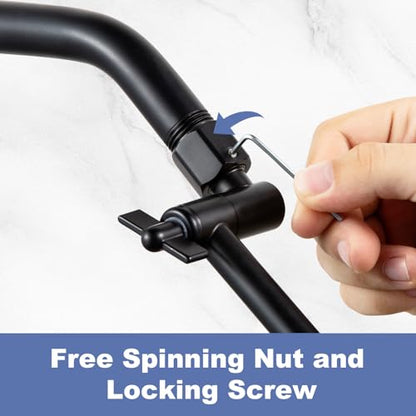 OFFO Shower Head Extension Arm, 6 in Shower Extension Arm with Locking Nut, Adjustable Height and Angle, Universal G1/2 Connector for Fixed and Handheld ShowerHead, Matte Black - color: Matte Black, style: 6 in