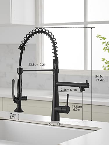 Matte Black Kitchen Faucet with Sprayer,AIMADI Commercial Single Handle | One Hole Pull Down Sprayer Kitchen Faucets - color: Matte Black, style: Commercial